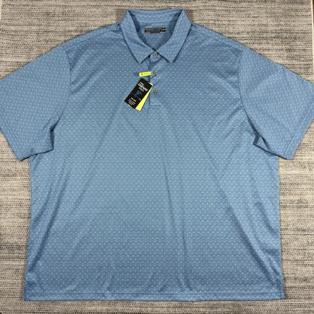 Roundtree & Yorke Performance Men's Size 4XT Blue Patterned Fairway Polo Shirt